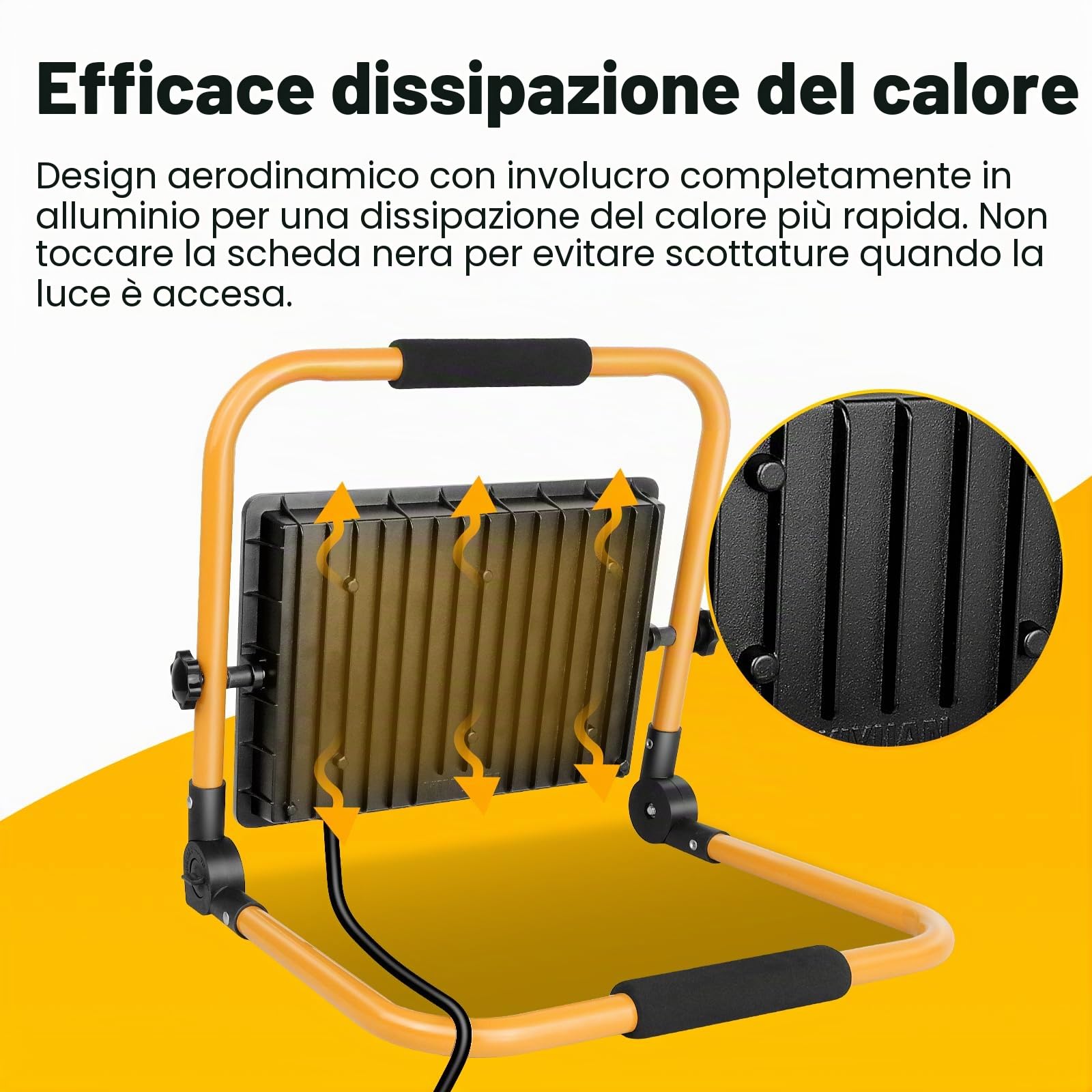 SKYWORLD Faro da Cantiere, 100W 10000LM Faretto Led Interno Portatile | Proiettore Led con Staffa Pieghevole, 3M Cavo e EU Spina per Cantiere Officina Garage Industriale Giardino, 6000K Bianco