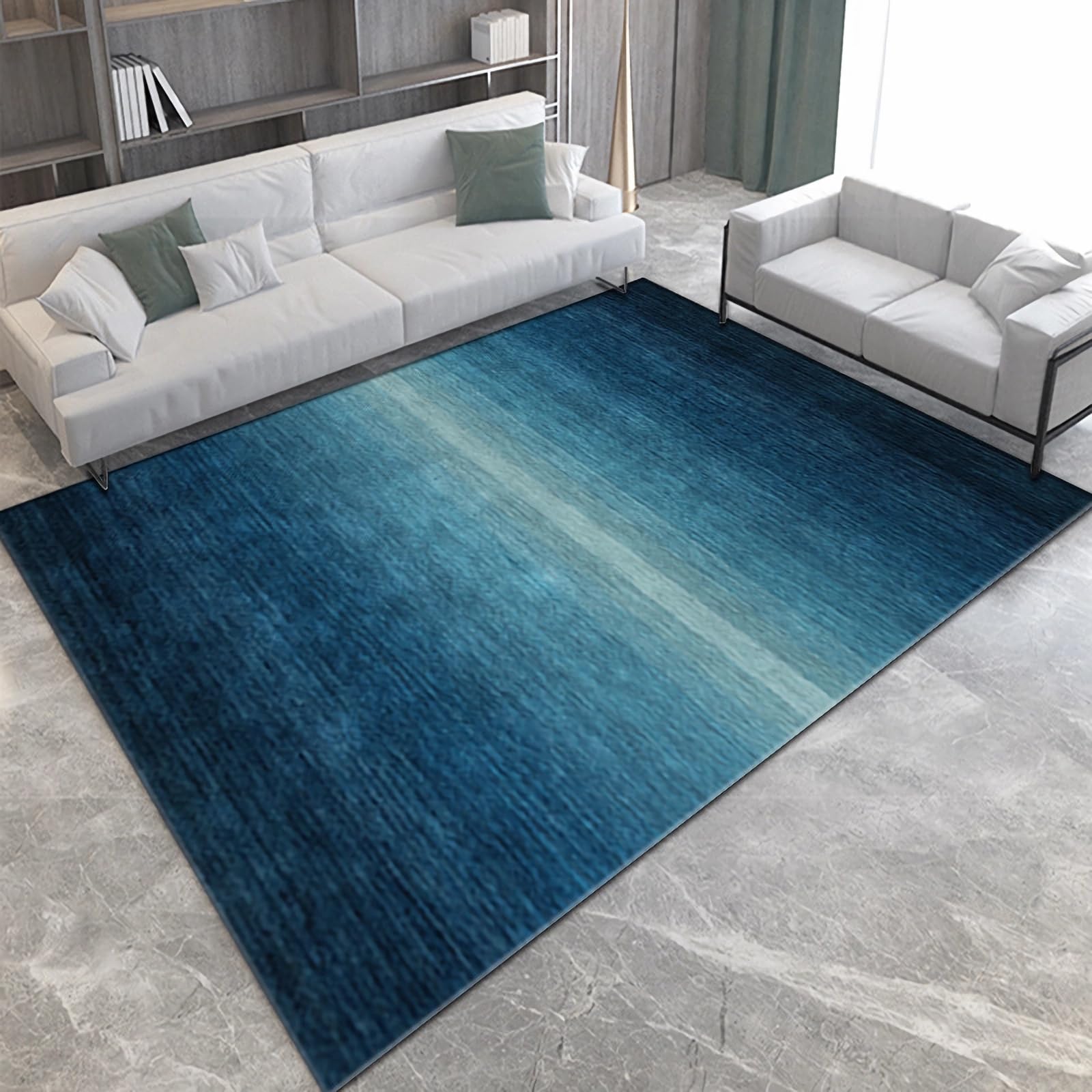 Tappeto scendiletto camera da letto,Tappeto Antiscivolo Dal Design A Strisce Blu Nere, Facile Da Pulire,accessori gaming room tappeto cameretta bambino,180x250cm