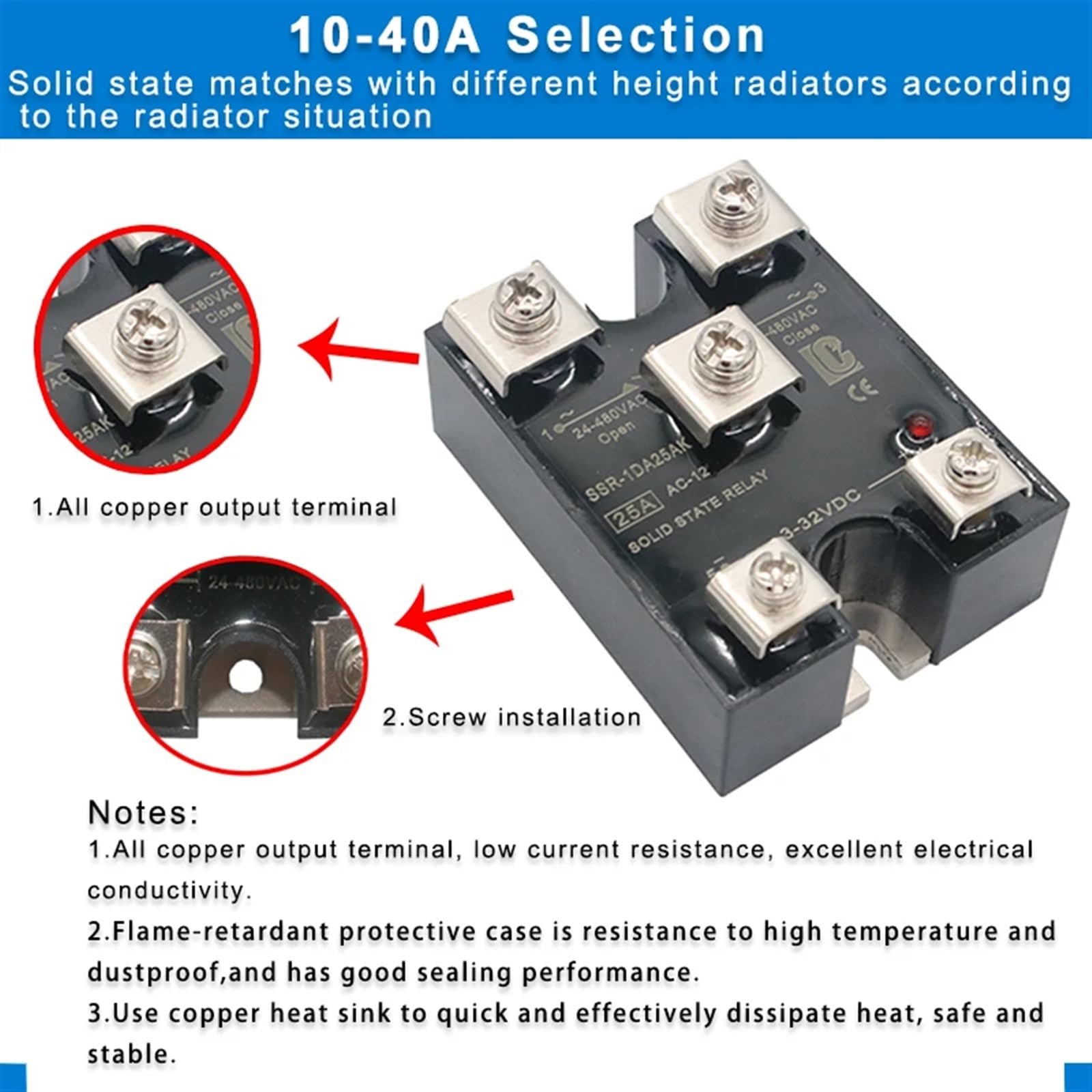 Relè A Stato Solido SSR-50DA Monofase - Ingresso 4-32VDC, Uscita 24-480VAC, 50A - Foto 9
