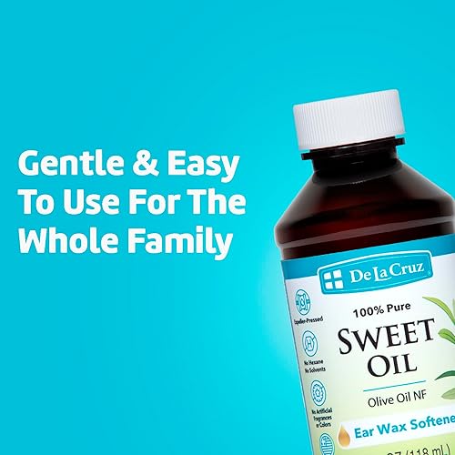Miniatura 2 de De La Cruz Aceite dulce 100% puro para orejas, suavizante de cera de oídos natural y suave, repuesto de 4 onzas líquidas