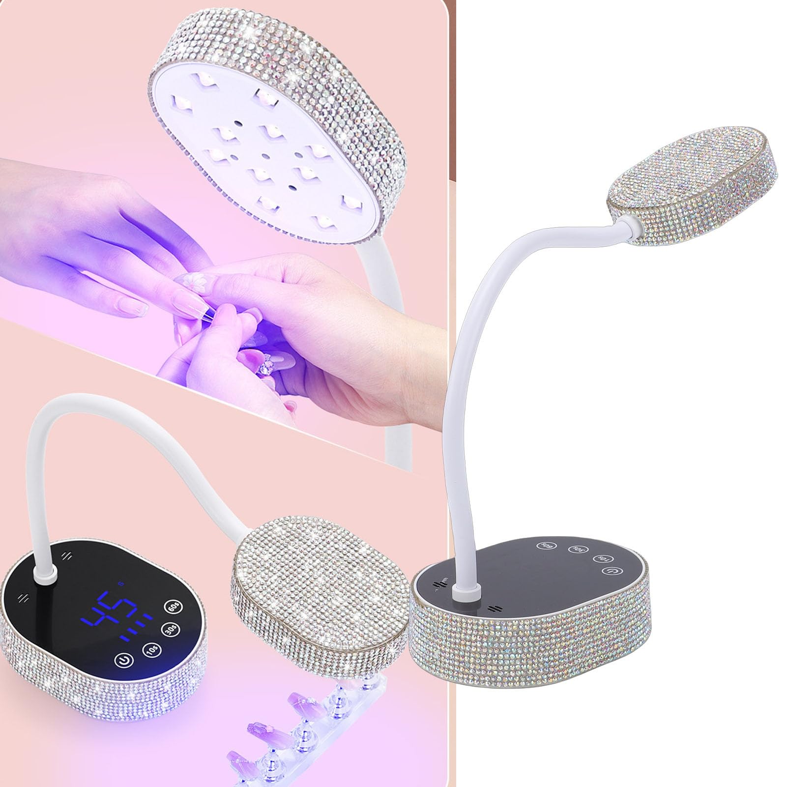 Topiky Lampada per Unghie 36 W, Asciuga Unghie a Collo di Cigno, Lampada Polimerizzante per in Gel Ricaricabile USB con Sensore Intelligente, Asciugacapelli per Manicure Senza Fili per Viaggi in