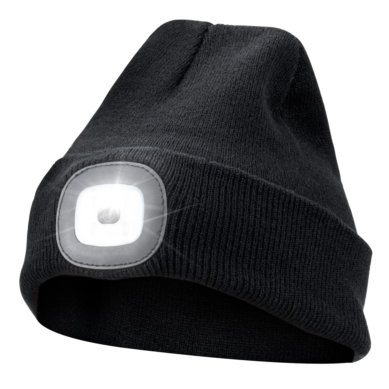 TokeylaTokeyla Unisex Beanie Hat with Light, USB Rechargeable Hands Free 4 LED Headlamp Hat Light Gifts for Men Dad Father Black-Only White Light