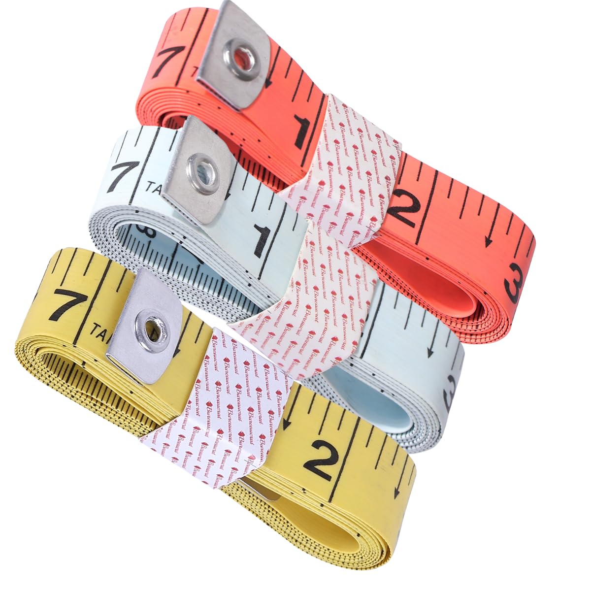 Measuring Tape - Body Measurement Inch Tape - 60 Inches/150 CMs - Double Side Rulers, Fiberglass, Flexible, Portable,Sewing, Dress Making Tailor's Tape-P3 (Yellow, White,Orange)-image-1