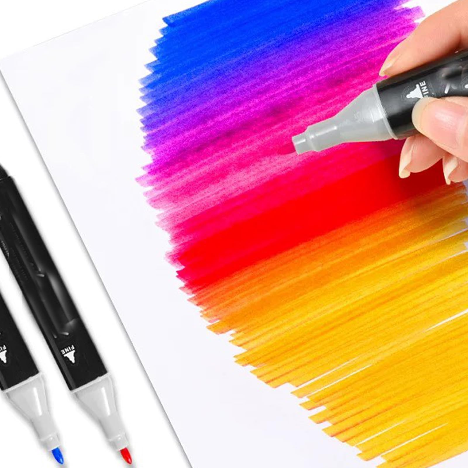 168 Colors Alcohol Markers Set Colouring Art Marker Pens Dual Tip Graphic Sketch Pens Coarse Pens with Carry Case for Sketching Painting Manga Design (Black) - Image 3