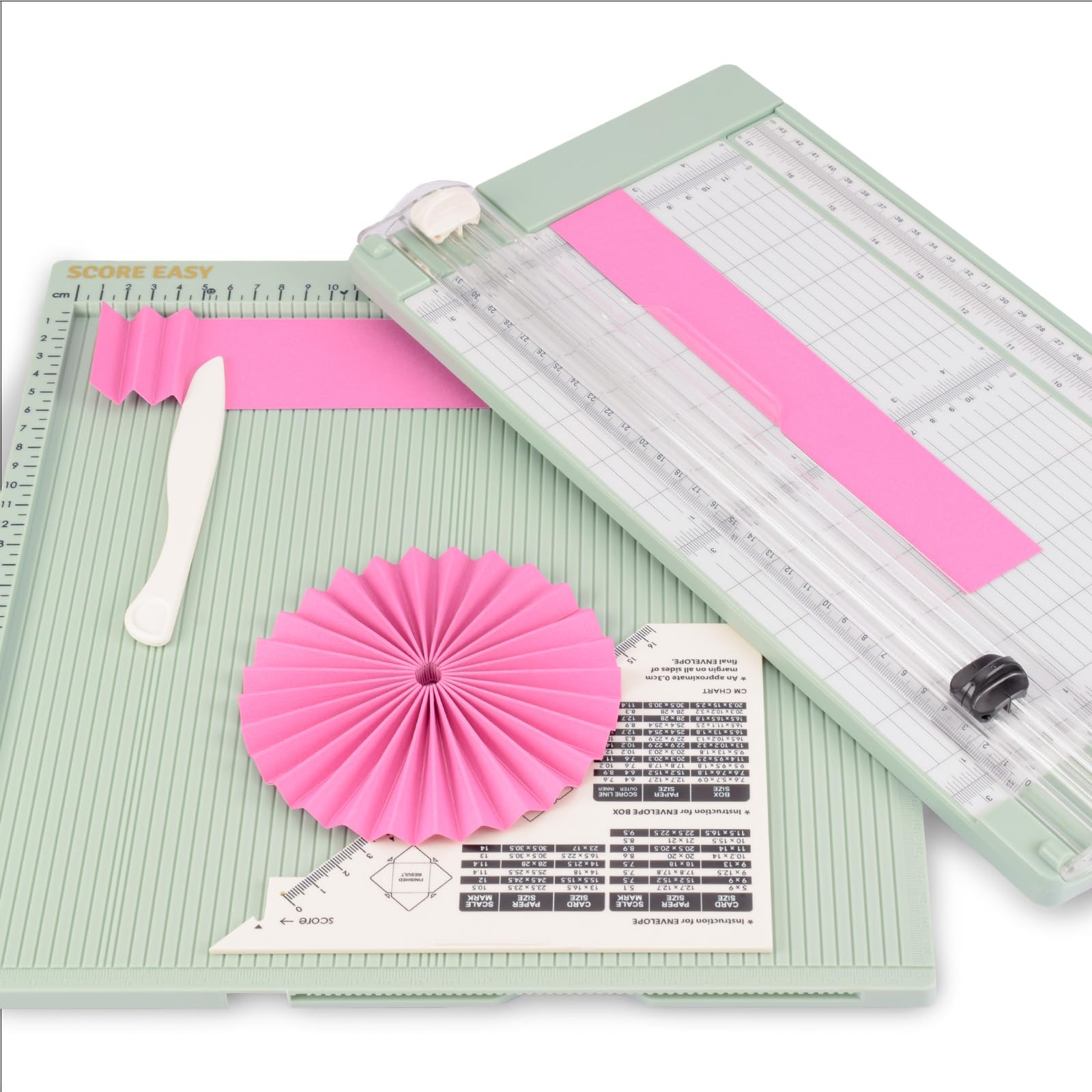 Vaessen Creative Massicot 15,2 x 30,5 cm et Plaque de Rainurage Score Easy 30,5 x 30,5 cm – Kit Scrapbooking pour Loisirs Créatifs, Création de Cartes, Boîtes Cadeaux et DIY – Plioir et Règle Inclus