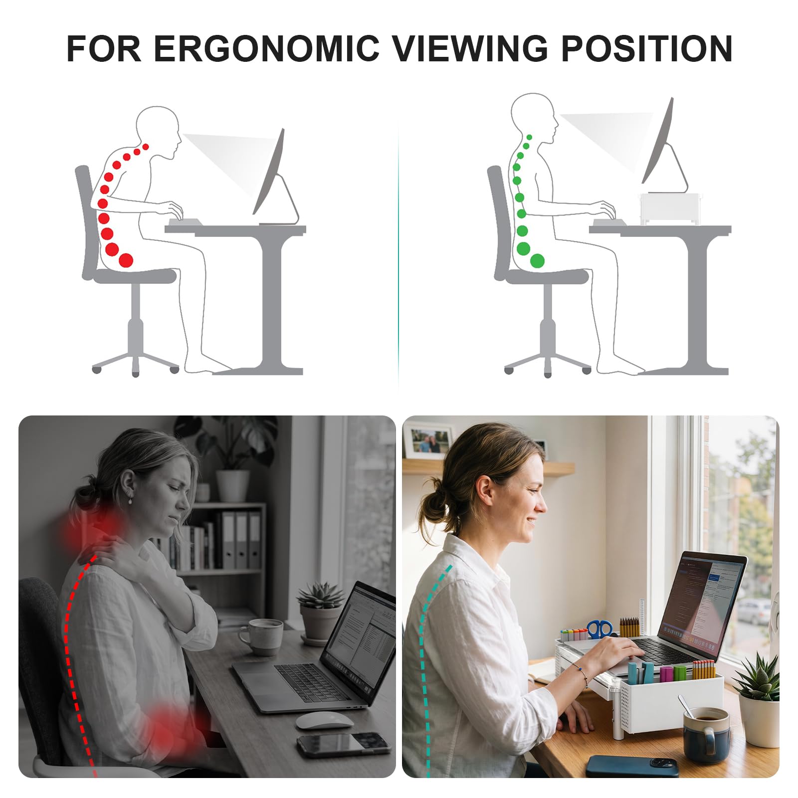 WALI Computer Monitor Stand with Storage and Pen Holder view 8