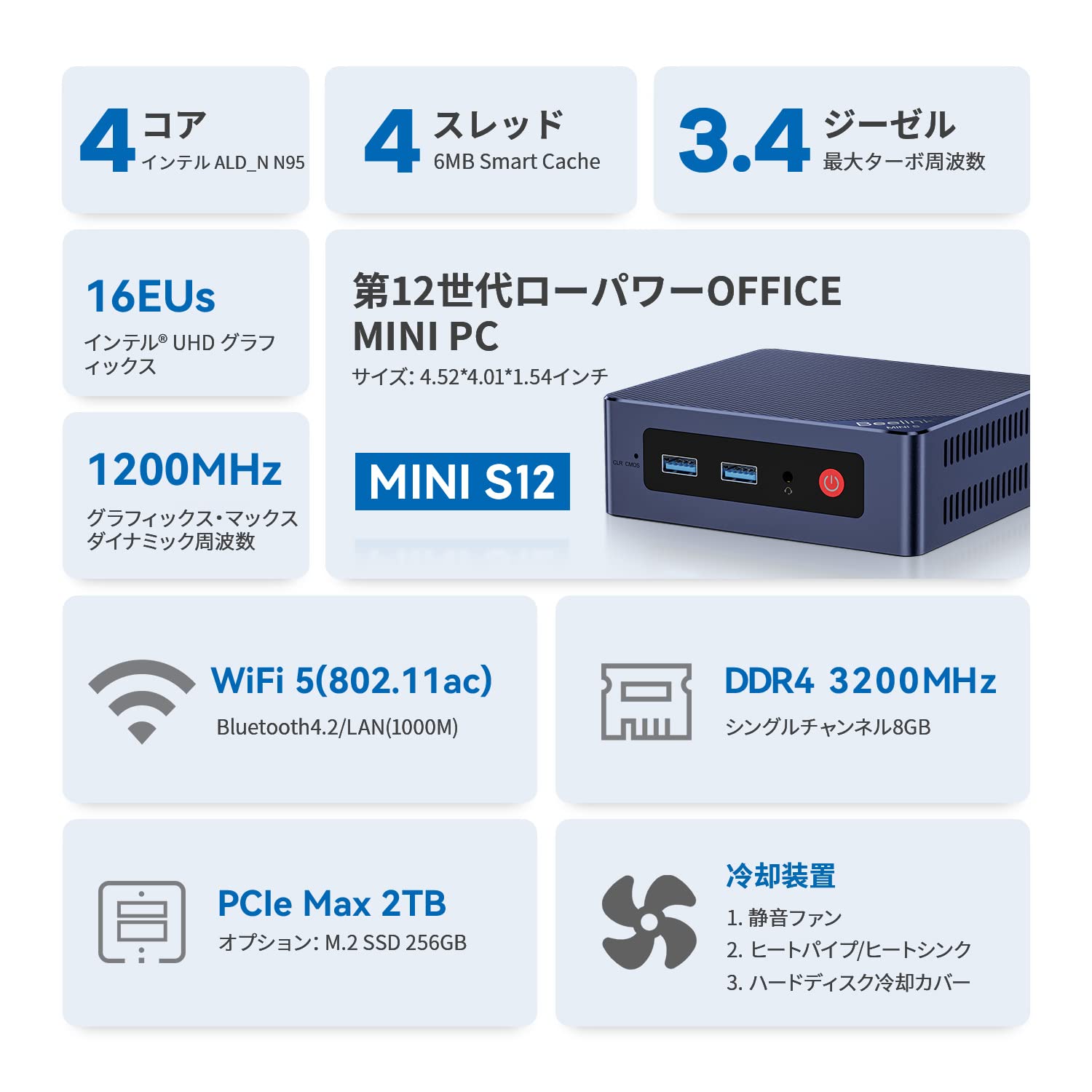 Amazon.co.jp: Beelink Mini S12 ミニPC、第12世代Intel Alder Lake