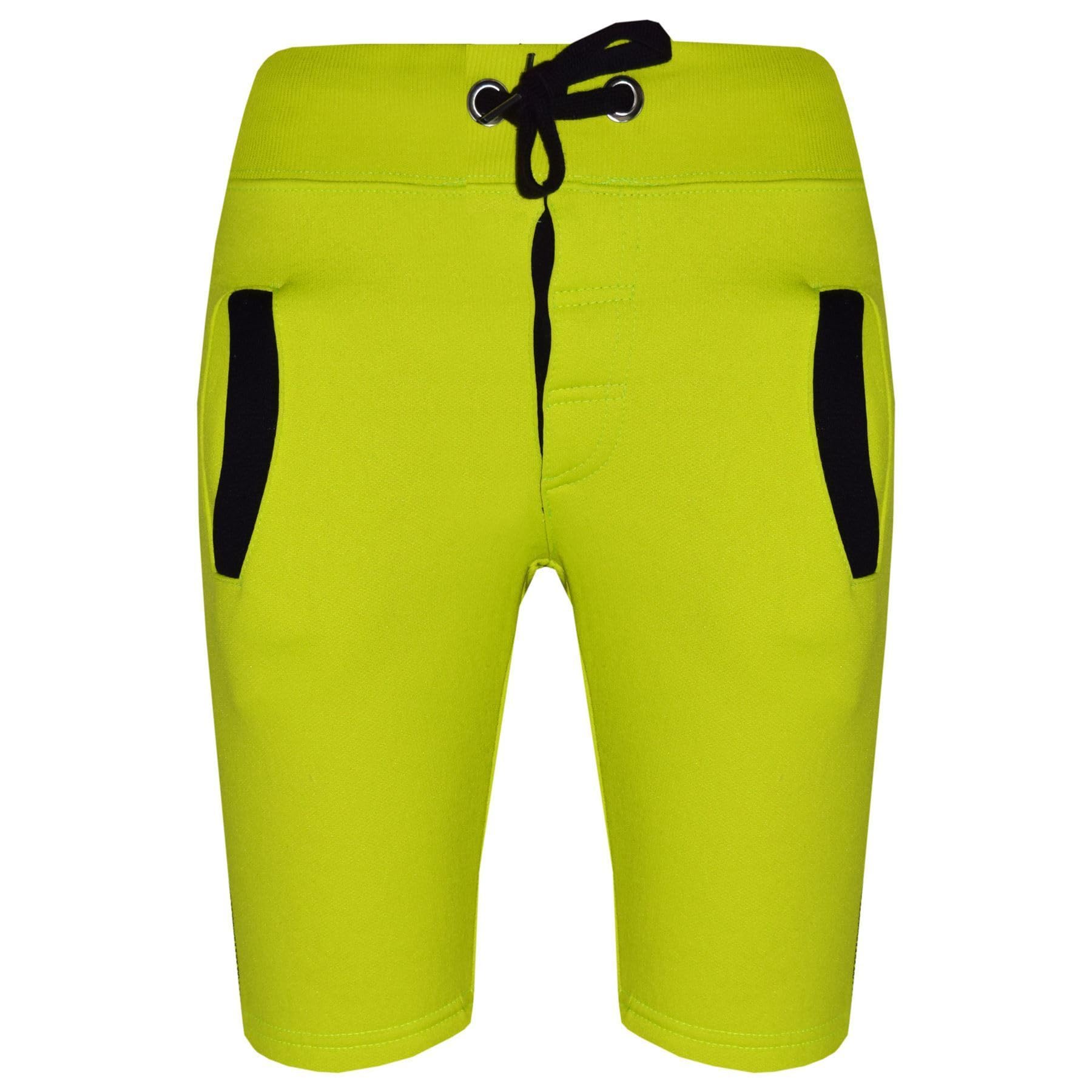 A2Z 4 Kids Fleece Jogging Shorts - Shorts Contrast Trim Neon Green 9-10.