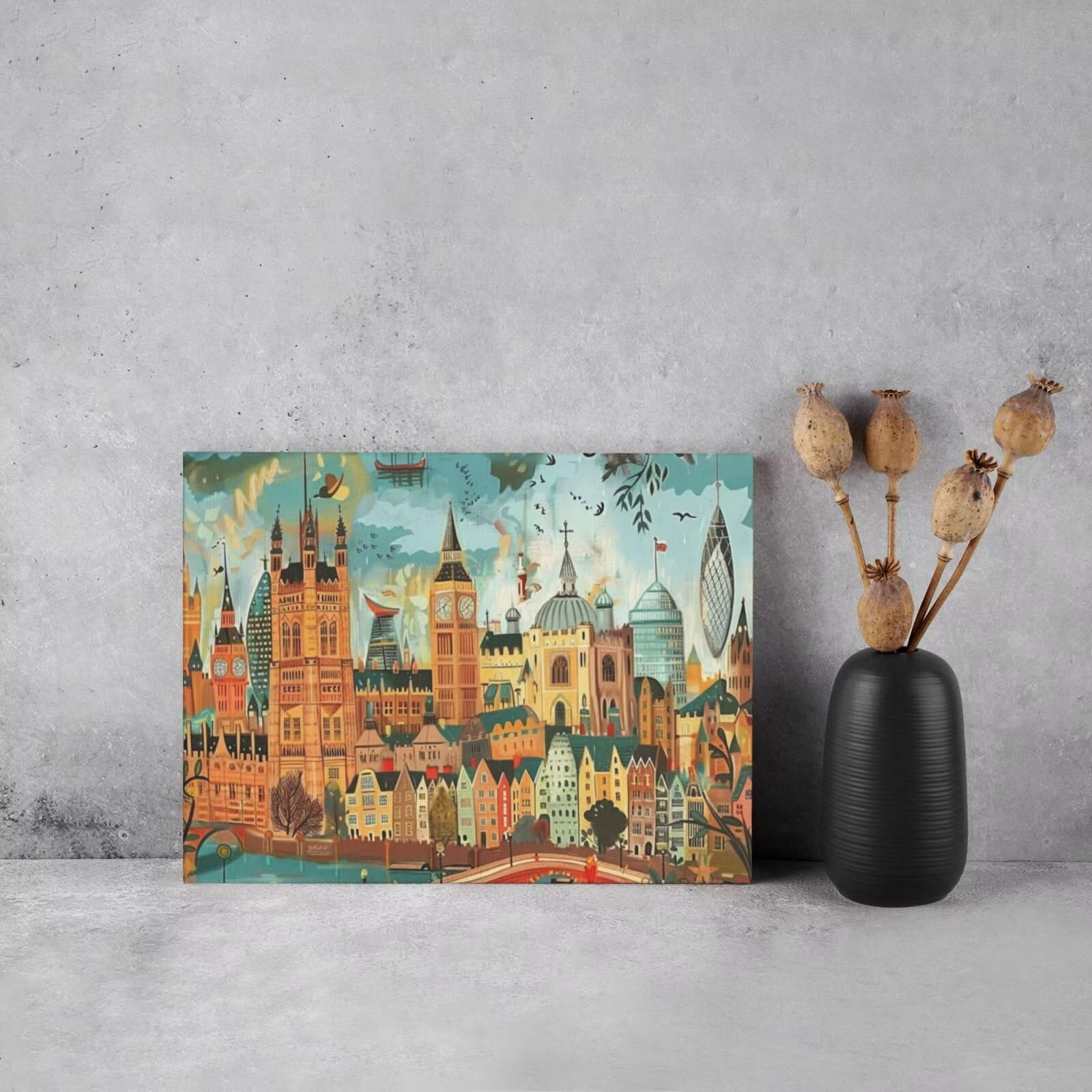 Kit per pittura con numeri per adulti, pittura paesaggistica con numeri per principianti, pittura acrilica con 6 pennelli, pittura ad olio per decorazione da parete (95 x 70 cm, senza cornice) MK42
