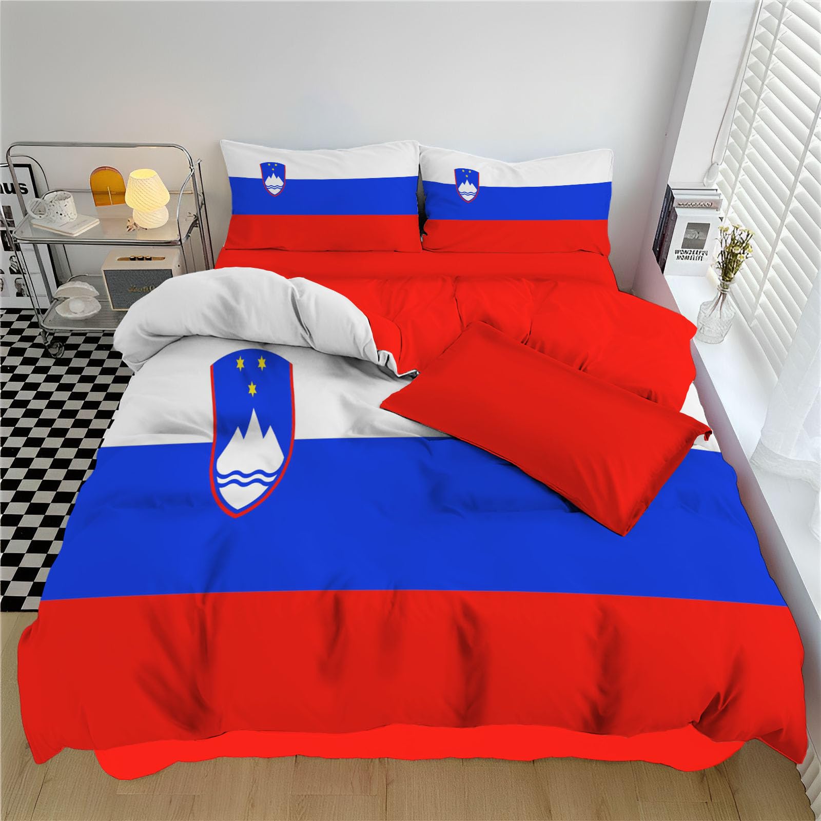 Housse de couette Slovénie 220x240 parure de lit imprimé patriotique multicolore avec taies