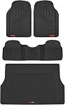 Motor Trend FlexTough Performance All Weather Rubber Car Floor Mats with Cargo Liner – Full Set Front & Rear Floor Mats for Cars Truck SUV, Automotive Floor Mats (Black)