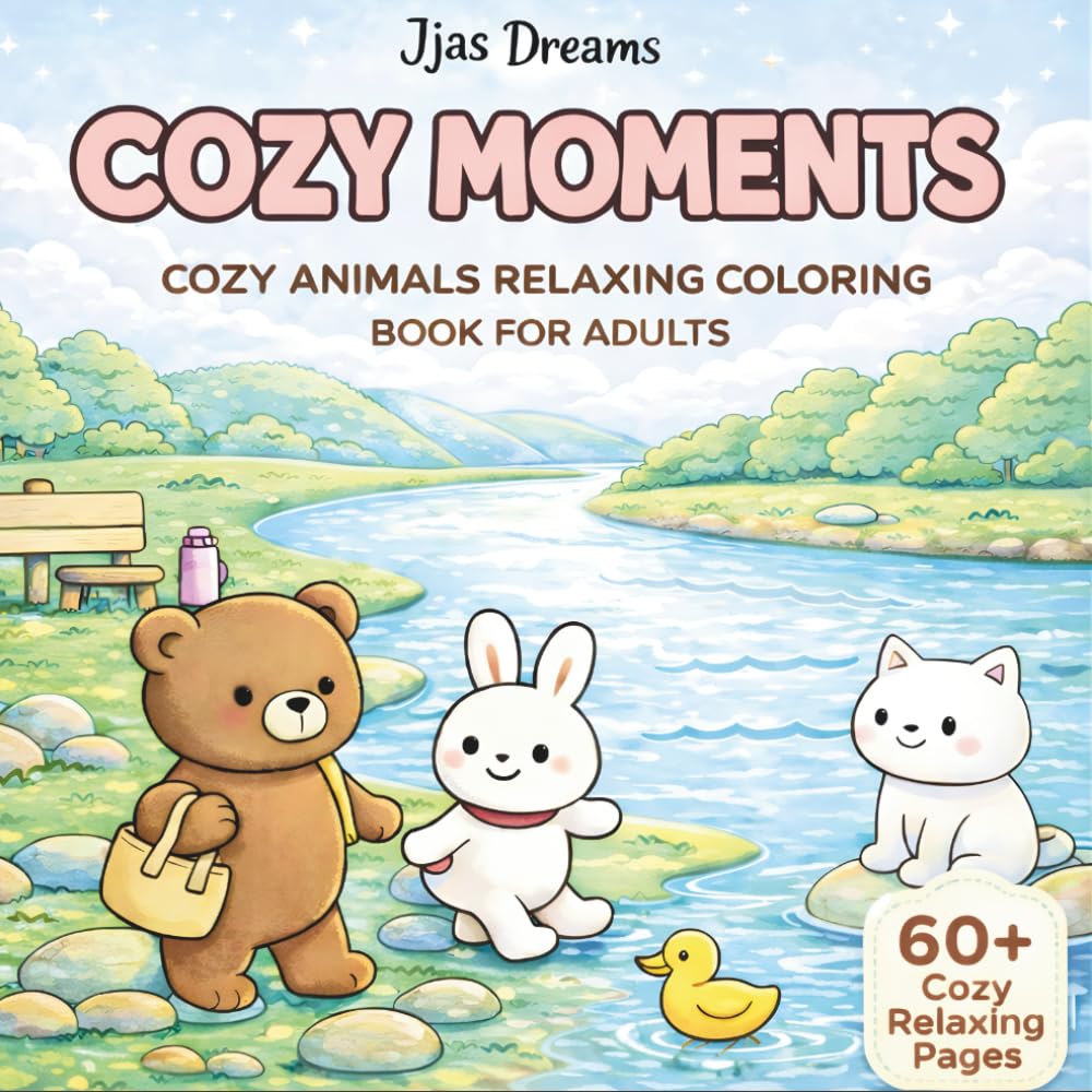 Cozy Moments Animals Coloring Book: Bold & Easy Relaxing Pages: Relaxing Cozy Animal Scenes for Stress Relief, Mindful Coloring, Calm Creativity, and Peaceful Coloring Time for Adults
