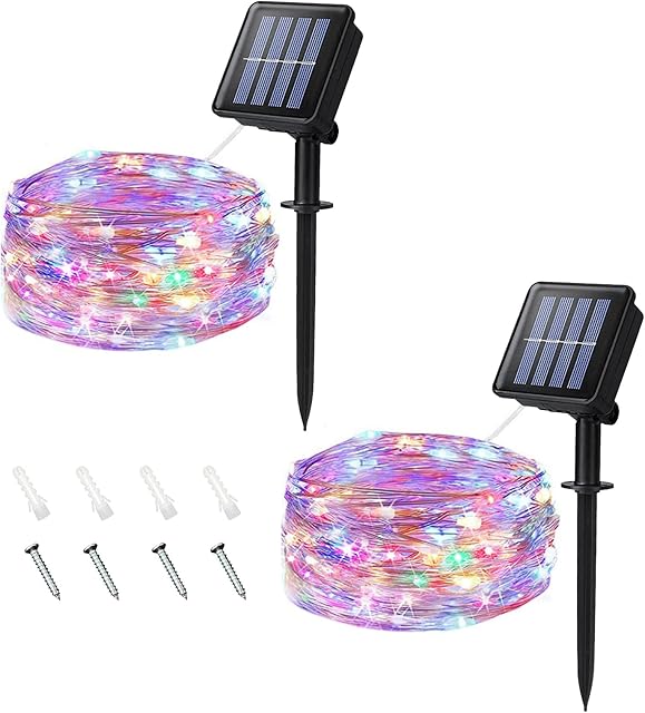 Solar Lights Outdoor Garden, BOLWEO 16.4Ft 50LEDS Waterproof Wire Solar Fairy Lights for Indoor Outdoor Christmas Tree Halloween Home Garden Decoration(Multi-Color)