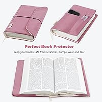 Vista 2 de Fundas de lona para libros, protector lavable para novelas de tapa blanda, funda ajustable para tapa dura con bolsillos para bolígrafos, libros