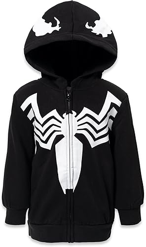 Marvel Spider-Man Spider-Verse Venom - Sudadera con capucha y cremallera para niños pequeños y grandes
