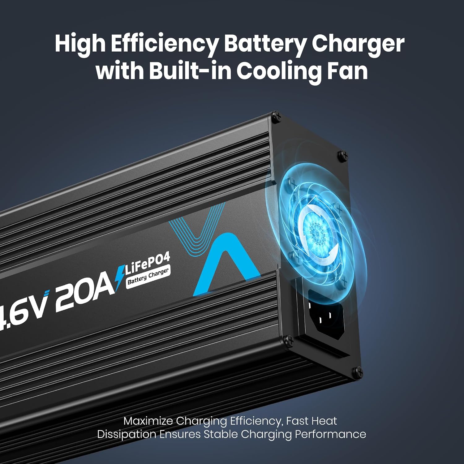12V 20A LiFePO4 Battery Charger 14.6V Lithium AC-DC Smart Charger for 12.8V Lithium Battery, Applied to Home, RV, Off-Grid, Solar System, etc.
