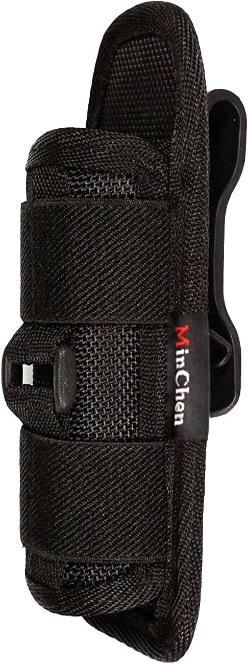 Tactical Flashlight Holster, 18650 Flashlight Pouch, Stretchy Nylon Pouch Handheld LED Flashlight Holster for Duty Belt Carry Case Holder with 360 Degree Rotatable Clip
