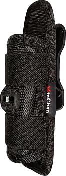 MinChen Tactical Flashlight Holster, 18650 Flashlight Pouch, Stretchy Nylon Pouch Handheld LED Flashlight Holster for Duty Belt Carry Case Holder with 360 Degree Rotatable Clip