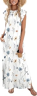 Summer Dresses for Women 2026 Black Long Maxi Sundresses Loose Split Wrinkle-Free Beach Travel Vacation Clothes