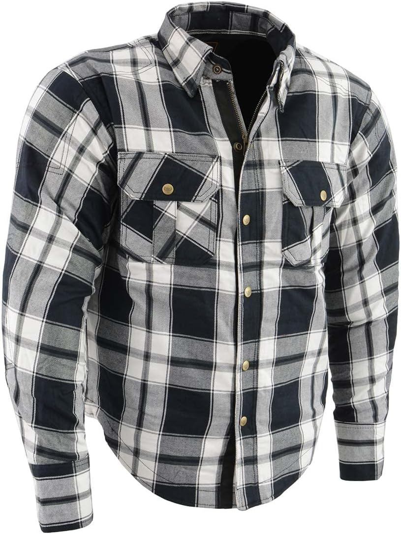 Milwaukee Leather MPM1644 Men’s Plaid Flannel Biker Shirt with CE Approved Armor – Reinforced w/Aramid Fiber – Large Black Milwaukee Leather MPM1644 Men’s Plaid Flannel Biker Shirt with CE Approved Armor – Reinforced w/Aramid Fiber – Large Black