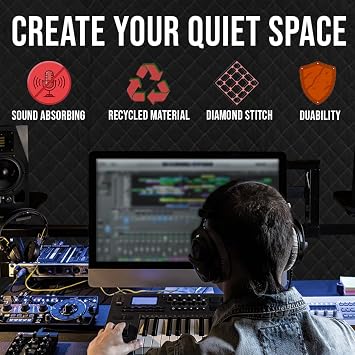 Boxer BoxerTools Large 78 x 72 Sound Dampening Blanket Studio Series - Loops and Grommets - Easy Installation - Insulation, Light Blocker, Sound Absorbing, Acoustic Treatment, Construction