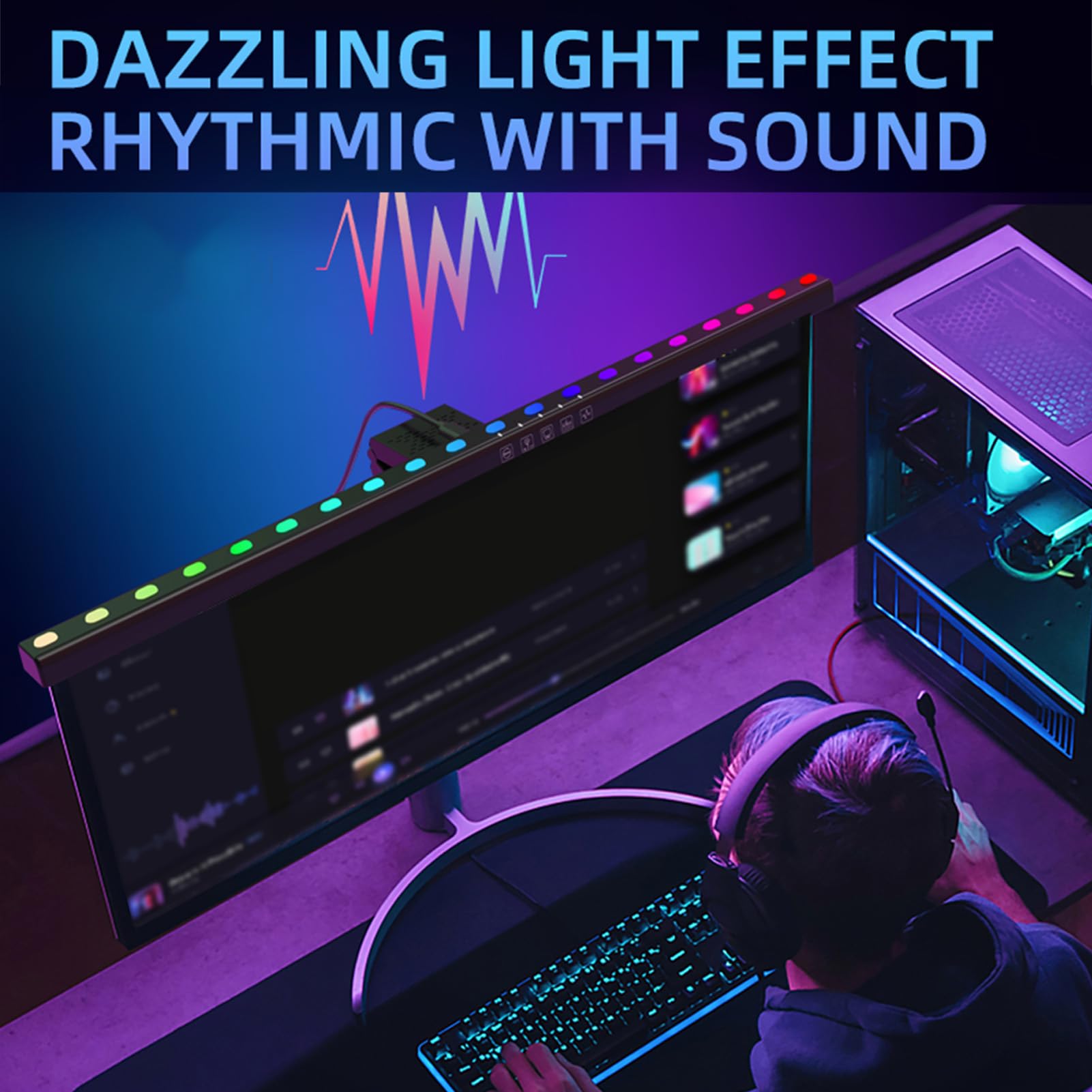 Barra Luminosa per Monitor di Computer, Regolazione Continua da 300 Lm Lampada da Scrivania per Monitor a Doppia Luce Barra Luminosa per Schermo RGB Protezione per gli Occhi