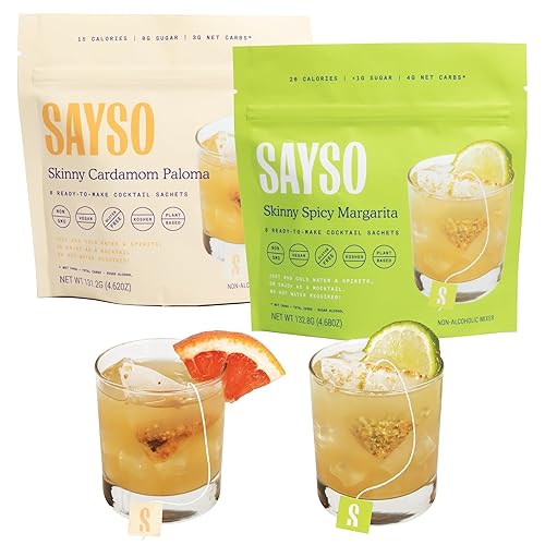 Miniatura 146 de SAYSO Skinny Cardamom Paloma La batidora de bolsas de té de cóctel original artesanal Orgánico, certificado sin gluten, sin OMG < 15 cal, 0.00
