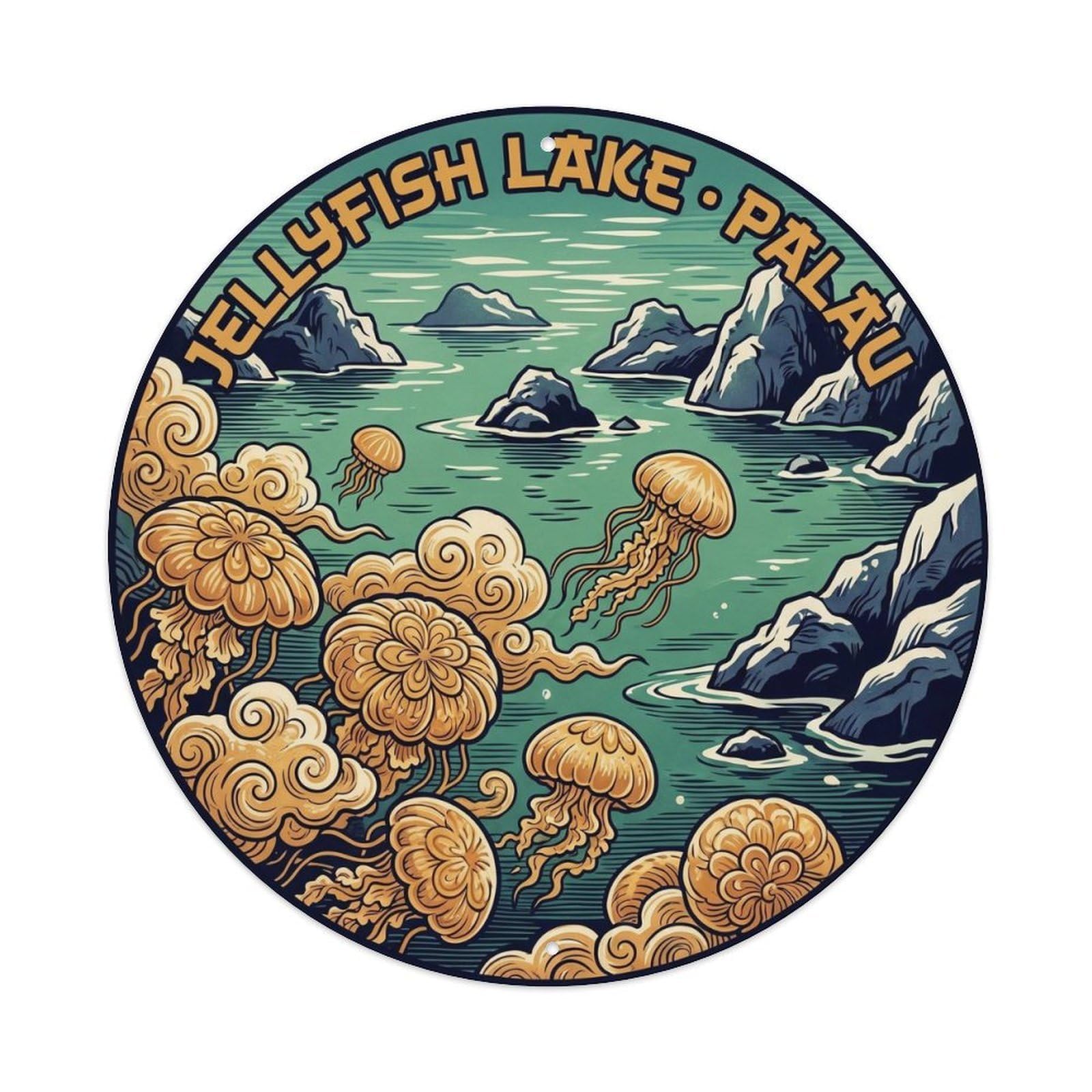 Palau Jellyfish Lake Golden Marine Wildlife Metal Tin Sign