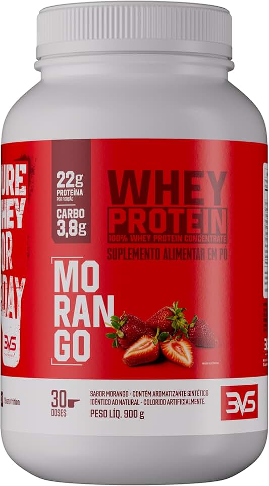 3VS Nutrition Whey 100% Concentrado 900g Sabor Morango