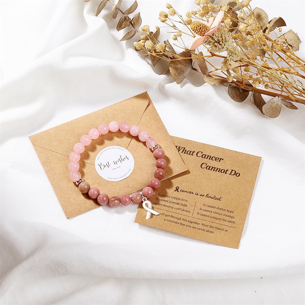Cancer Care Gifts for women,Natural Stone Healing Crystal Bracelets Encouragement Gifts for Women Man Girls Best Friend Sister - Image 3