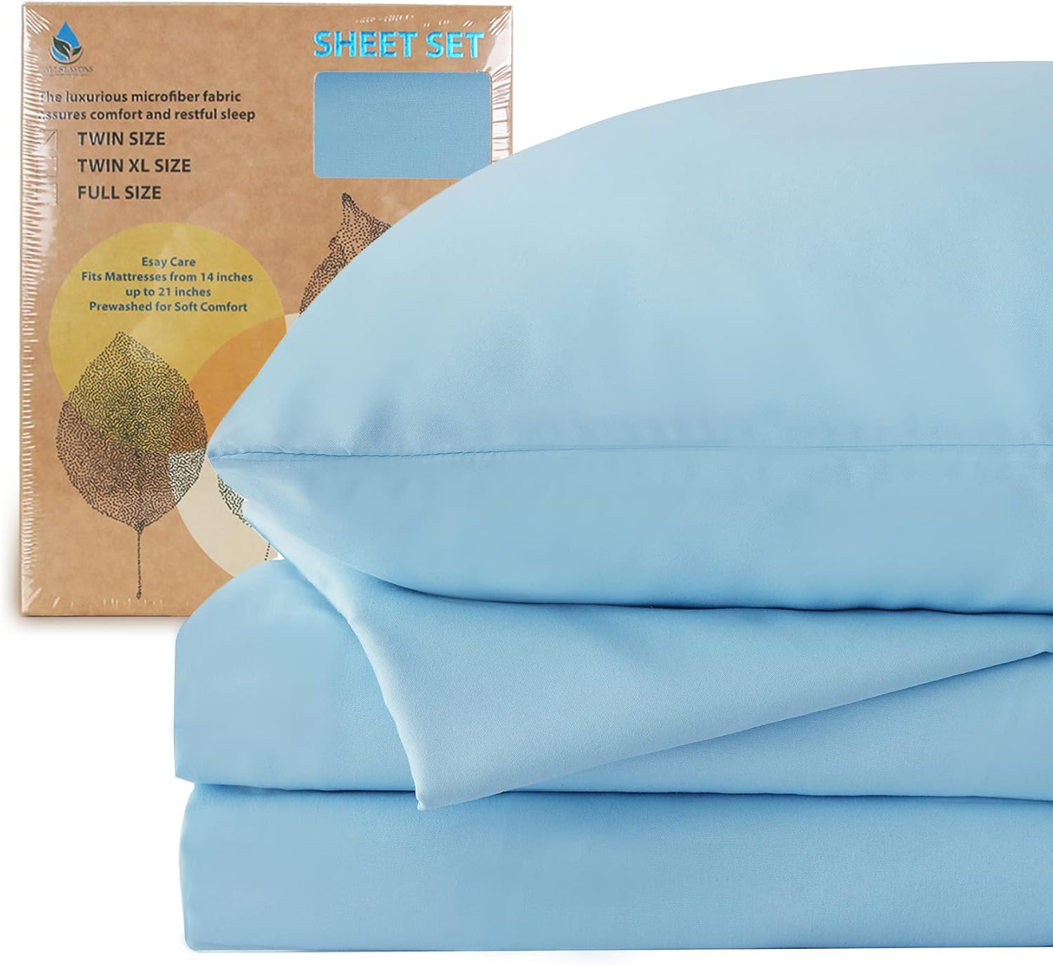 Queen Sheet Set Luxury 4 Piece Microfiber Bed Sheets for Queen Size Bed, 1821