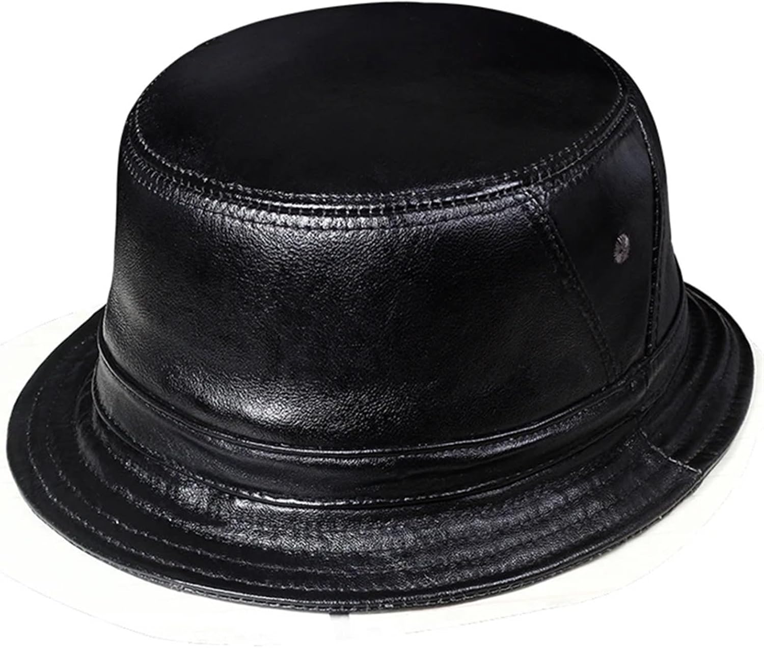 Men's Top Hat Bucket Hat Leather Hats Solid Top Men's and Women's Fashion Cap Fisherman Sun Caps for Stage Performances