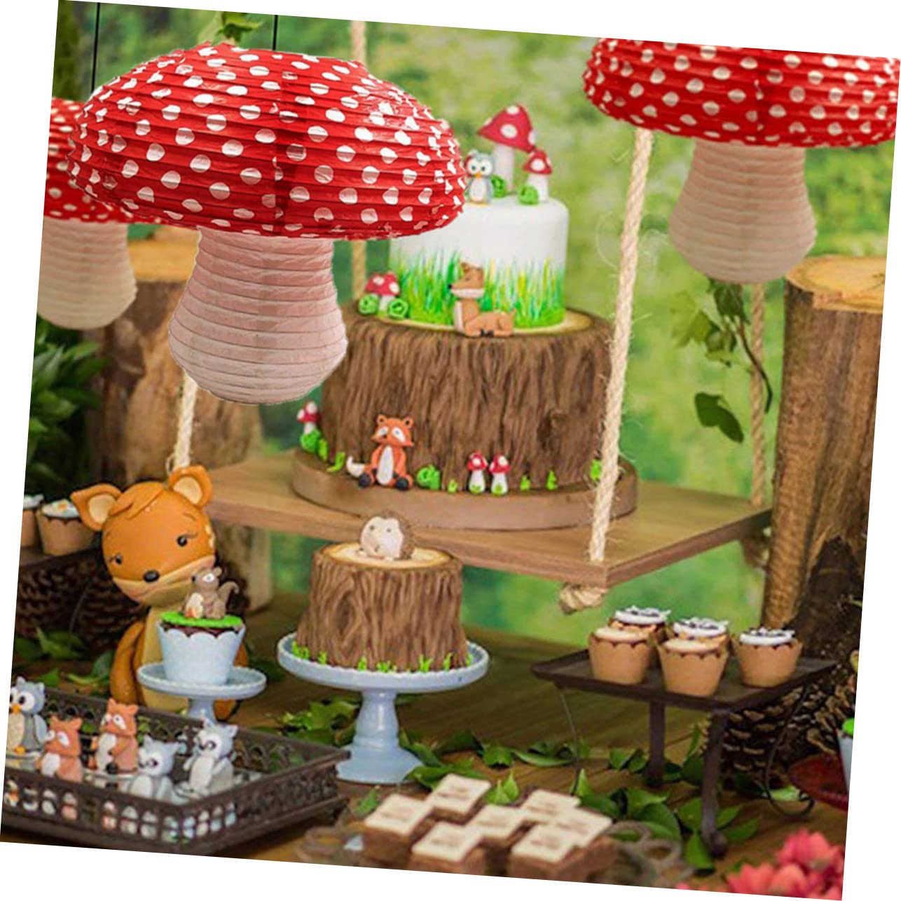 Yardenfun 2Pcs Cute Lanterns for Birthday Party Decorative Hanging Lanterns Fun Mushroom Design Lightweight Portable for Kindergarten Celebrations and Home Decor