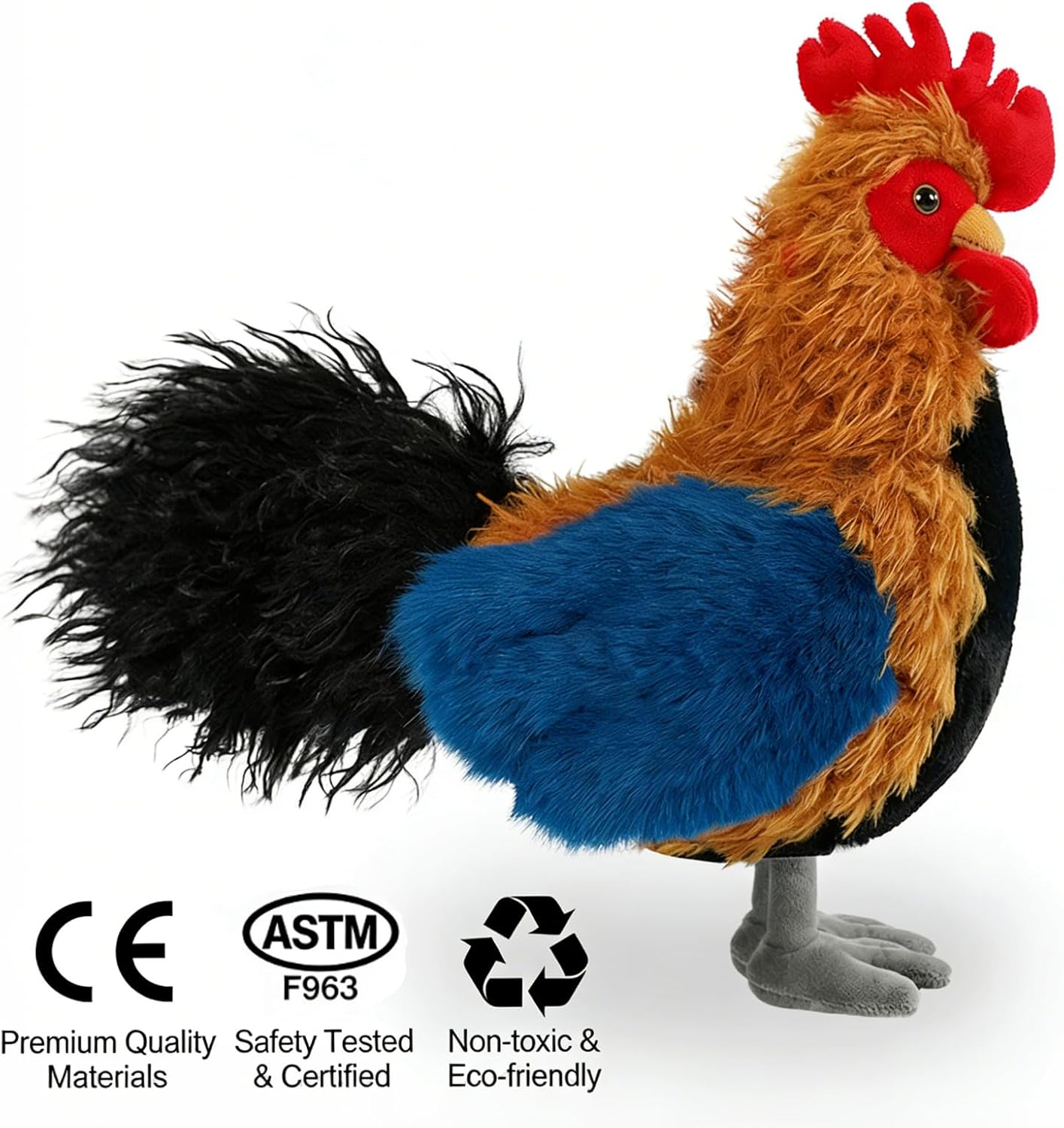 Realistic Chicken Stuffed Animal for Kids and Adults Soft Cute Chick Farm Animal Plush Toy Decor/Cuddle Toy for Christmas/Easter/Birthday Gifts (Brown Rooster)