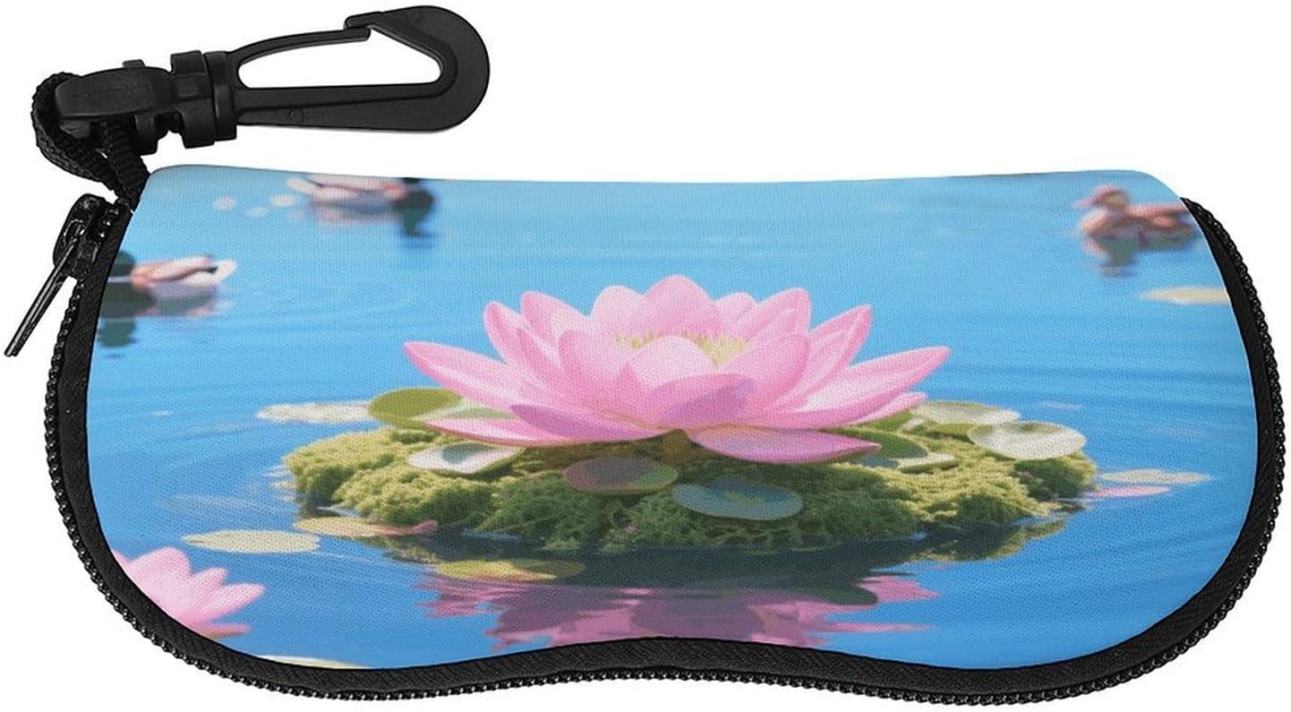 Lake Floating Sunglasses Case Portable Eyeglass Pouch with Zipper & Carabiner Hook for Oversized Glasses Sports Waterproof Goggles Driving Eyewear Travel & Outdoor Activities