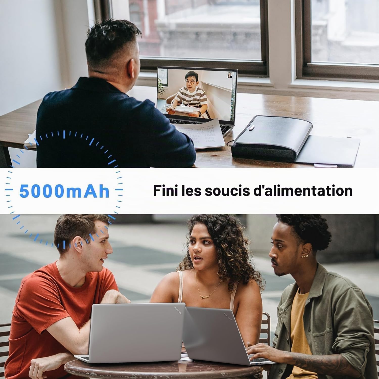 Ordinateur PC portable 15.6 pouces 6+128Go Win11 Celeron N4020 Support 1 To SSD Expansion 2.4G+5G WiFi Bluetooth 4.2 USB HDMI 1920 x 1080 FHD avec souris sans fil & Membrane de clavier AZERTY - Argent