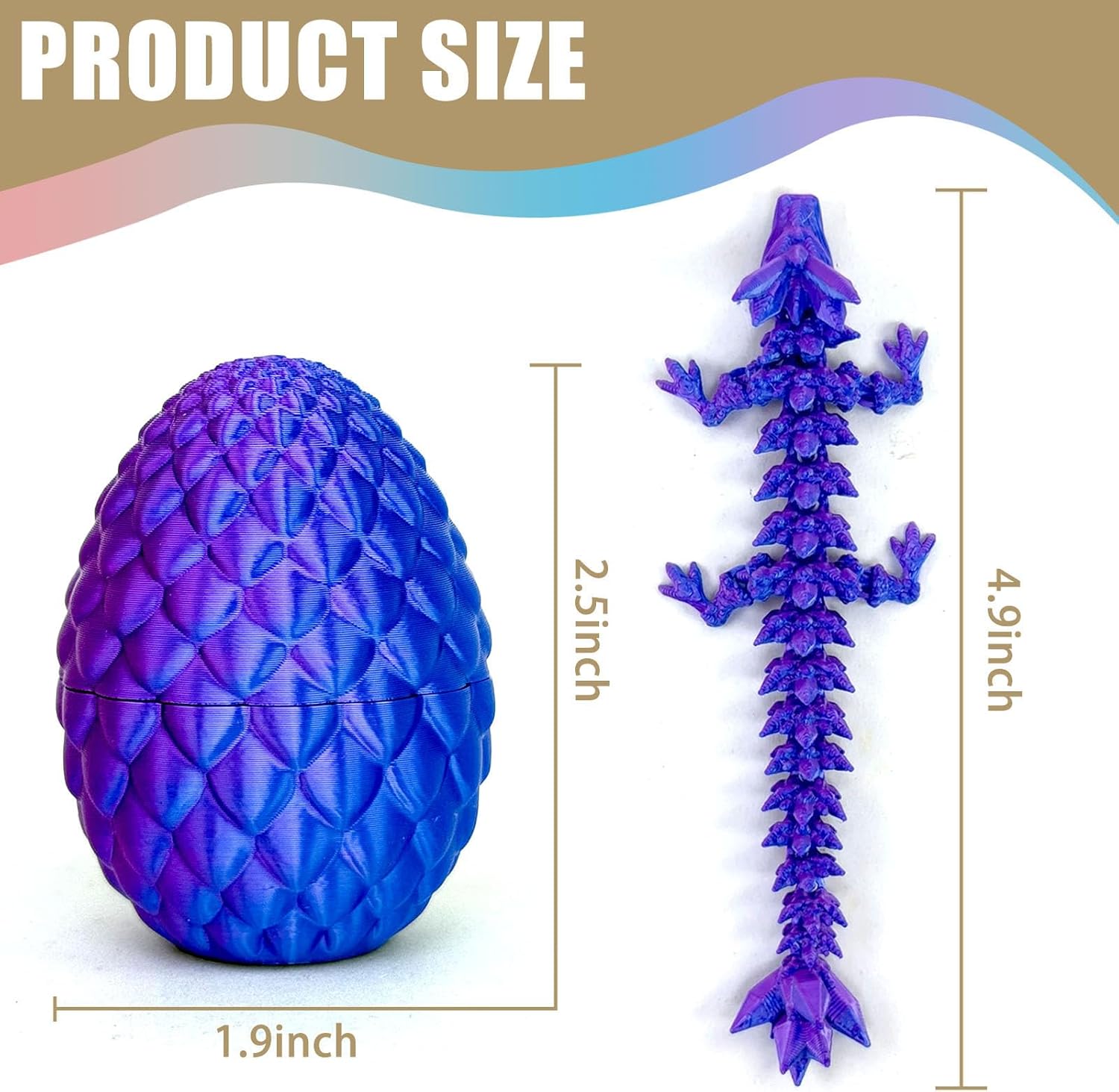 5PCS 3D Printed Dragon Eggs with Dragon Inside Easter Eggs 3D Printed Dragon Easter Toys Mystery 3D Dragon Egg 3D Printed Animals Toy Dragon Fidget Toy Home Office Decoration (Multicolor1-5pcs)
