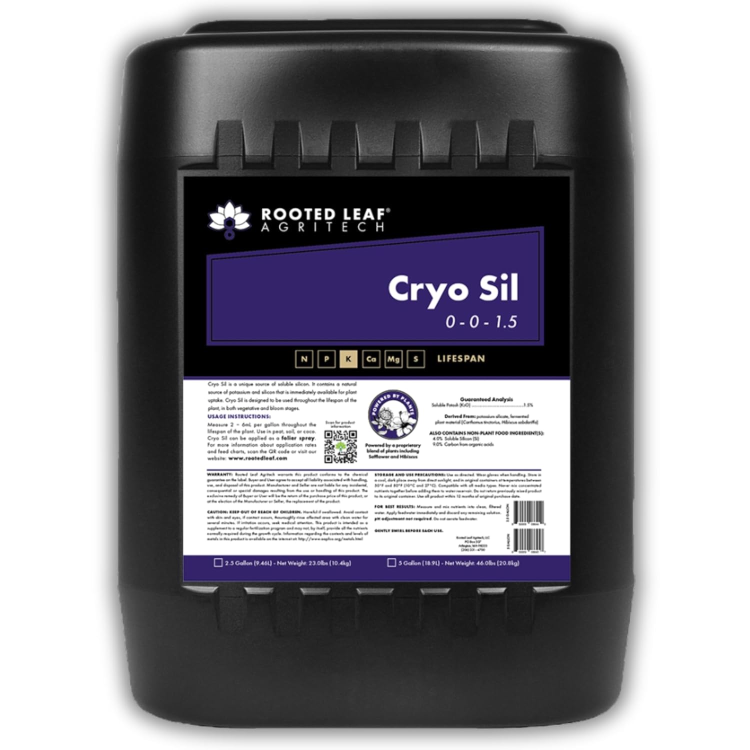 Cryo SIL - Silica Fertilizer for Plants Nutrients Derived from Natural Sand with Plant Based Organic Acid Nutrient with Potassium Foliar Spray for Hydroponic Vegetables - Quart