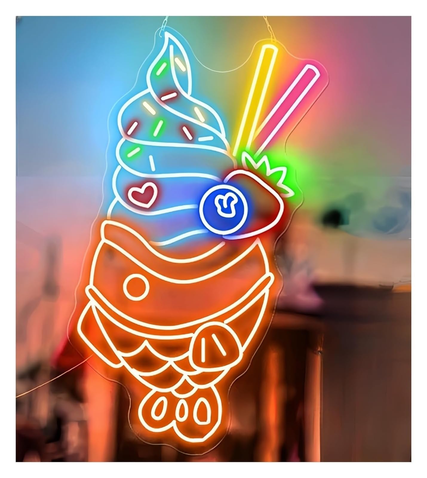 Insegna al neon con lampada dall'atmosfera rilassante "Gelato giapponese", 68 x 43 cm(A)