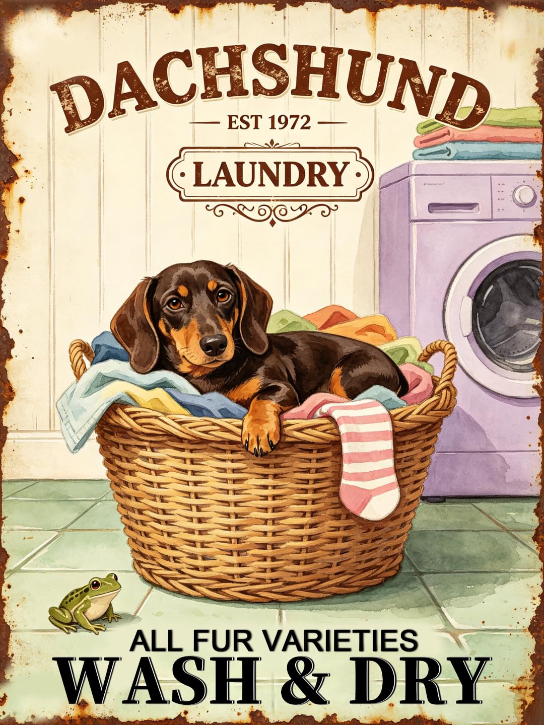 Vintage Dachshund Laundry Tin Sign 20x30cm