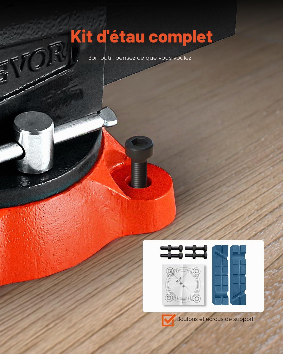 VEVOR Étau Établi Polyvalent Largeur Mâchoire 203 mm, Étau Atelier Fonte Ductile, Ouverture Max de Mâchoire Arrière 292 mm, avec Enclume, Base Pivotante 360°, Gorge 94 mm, pour Serrage de Tuyaux Ronds