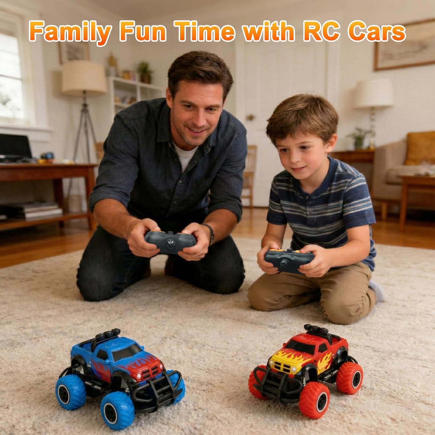 Pup Go Fast Off Road RC Truck, 4-Channel Remote Control Car for Boys Girls Age 3-9, Thrilling Indoor Outdoor Racing Experience, Great Gift for 3 4 5 Year Old (Red)