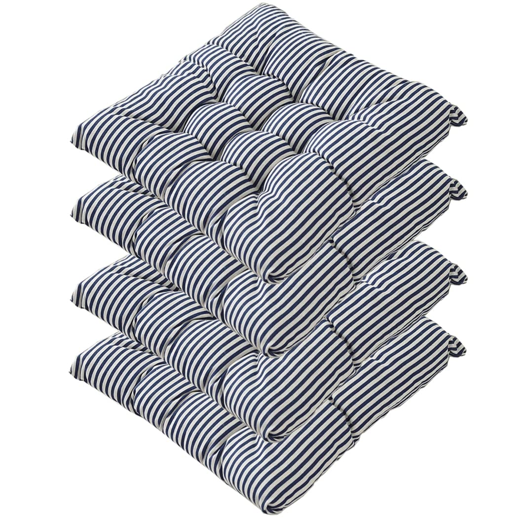YOUNGC Confezione da 4 Cuscini per sedie con Lacci, Cuscini per sedie Quadrati in Cotone Super Spessi e Comodi, Cuscini per sedie da Cucina Lavabili da Pranzo, E,45X45cm/18X18in