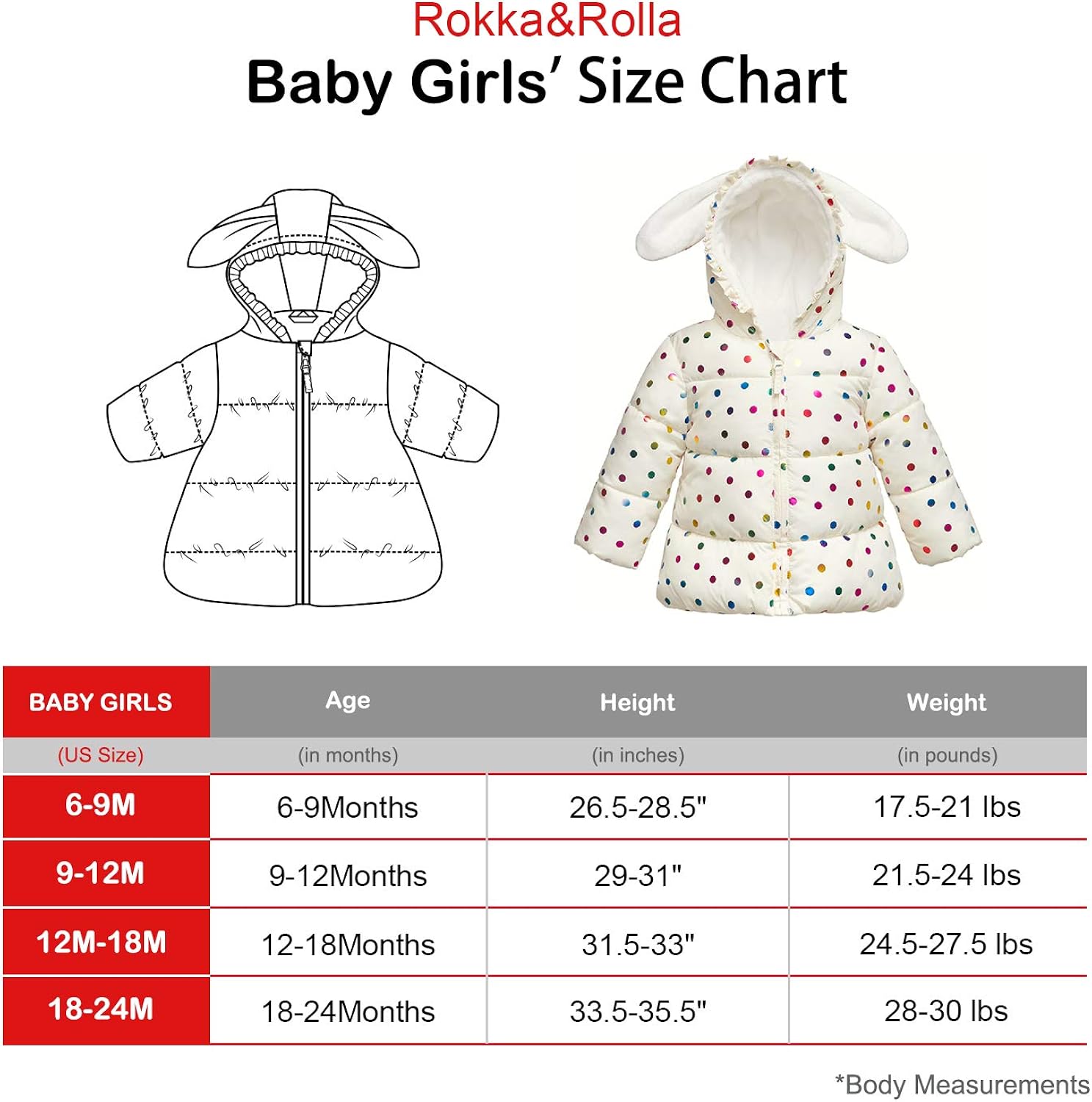 Rokka&Rolla Baby Girls' Water-Resistant Soft Mini Fur Lined Puffer Jacket Coat for Newborn Infant Toddler: Clothing, Shoes & Jewelry