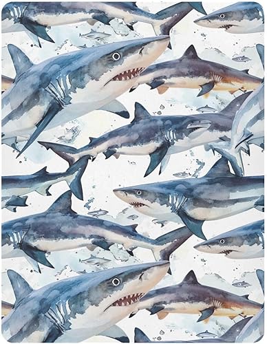 Miniatura 2 de Kigai Fitted Crib Sheet for Boys Girls,Vintage Sharks Jersey Knit Baby Sheet for Standard Crib and Toddler Bed Mattresses, Cozy Soft Breathable, 28