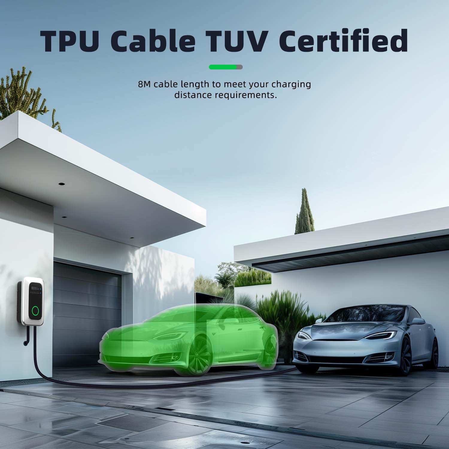 S1 Borne de Recharge pour Véhicule Électrique 11kW 6M 16A Triphasé - Station de Charge Type 2 IEC 62196-2 - Chargeur Rapide EV Wallbox