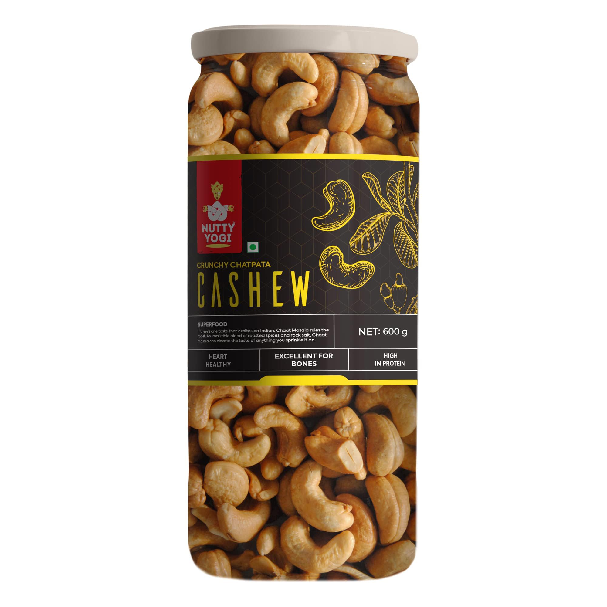 Nutty Yogi Chatpata cashew 600g| Whole Crunchy Cashew | Premium Kaju nuts Dry Fruit | Nutritious & Delicious | Gluten Free & Plant based Protein (B0C151974M) Amazon Price History, Amazon Price Tracker