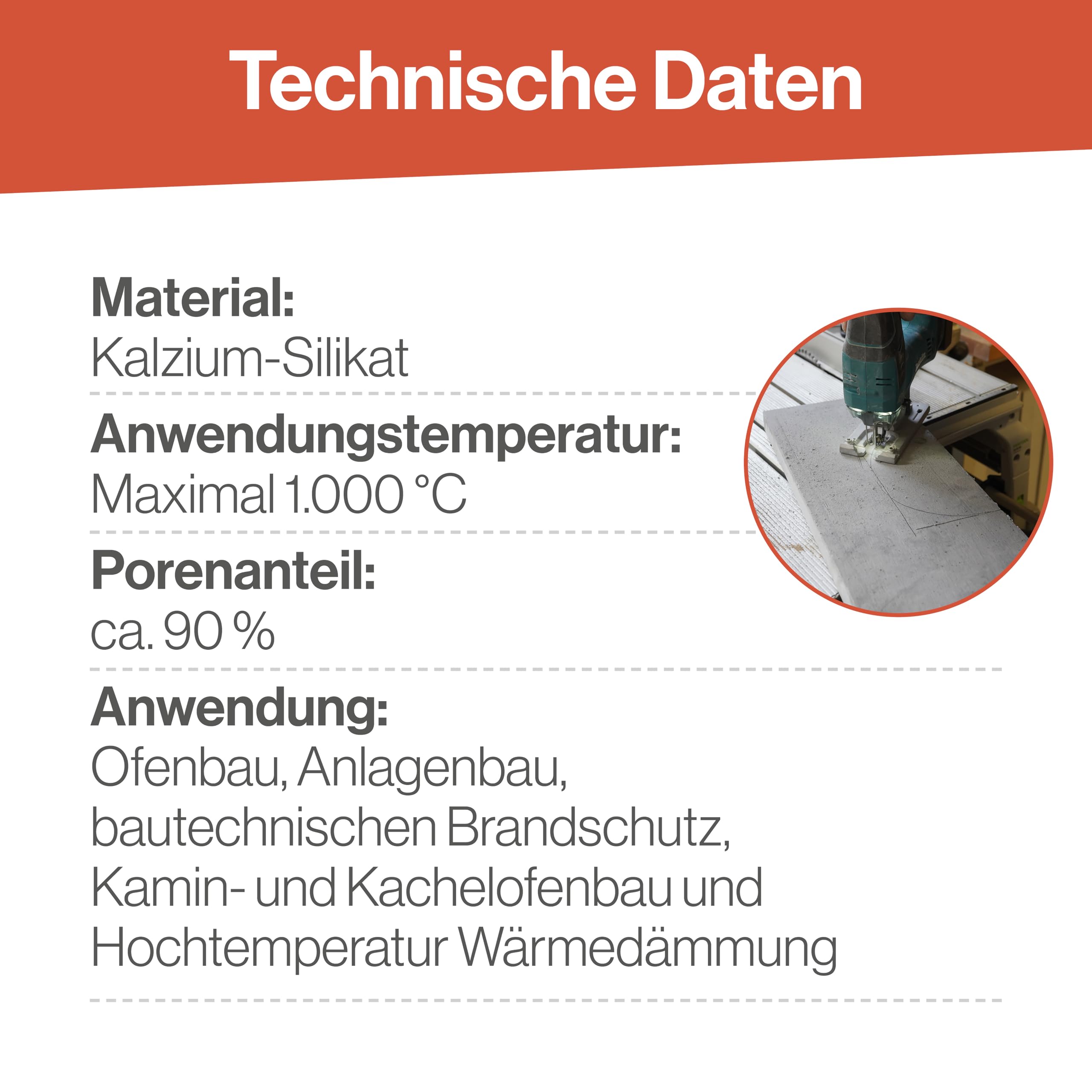 Feuerfest 123 - Kalziumsilikatplatte [500x610x20 mm | 3 Stück] - Dämmung Verkleidung Öfen & Kamine - Dämmplatte Klimaplatte niedrige Wärmeleitfähigkeit - 1.000 °C hitzebeständig - Wärmedämmplatte