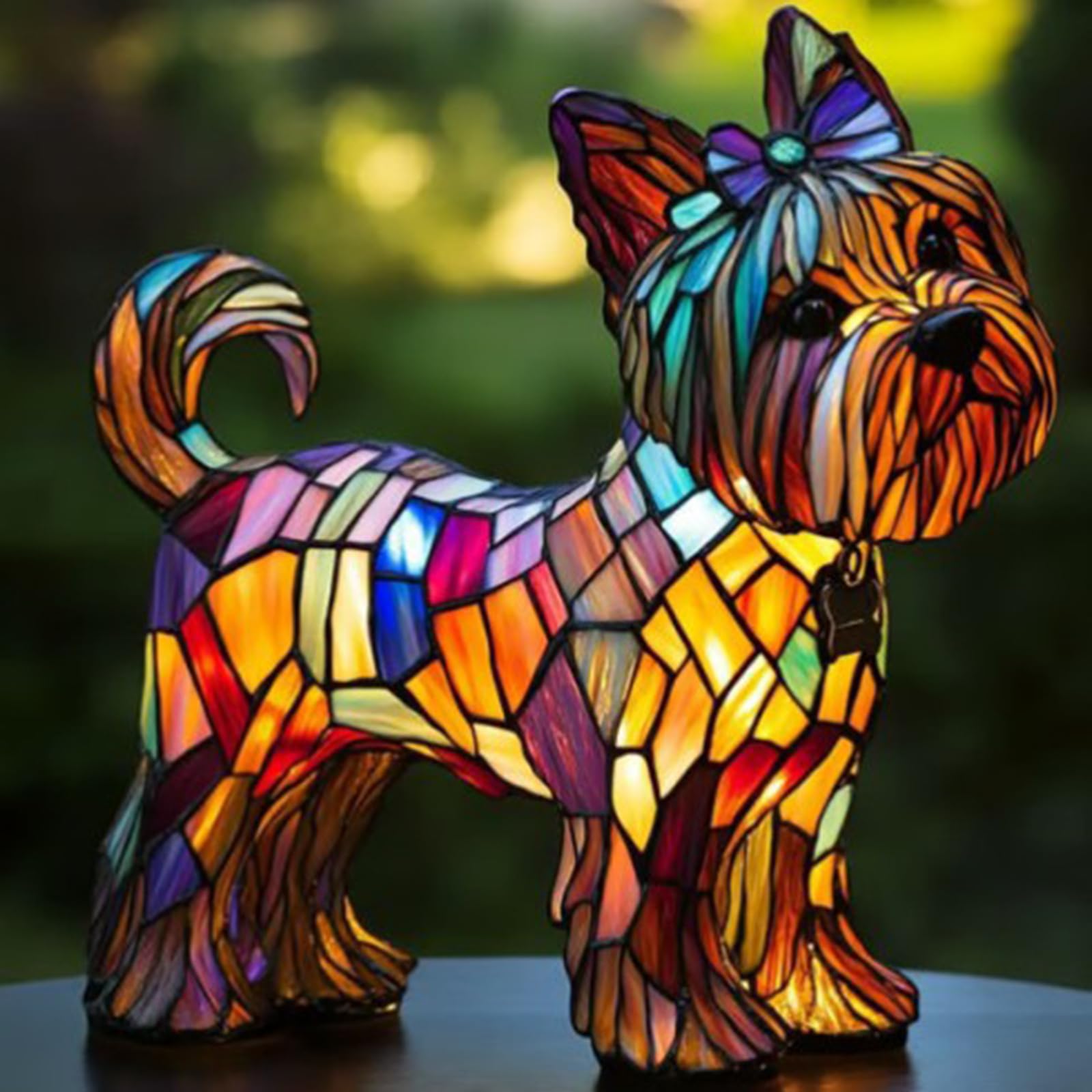 XIAOGUDONG Led Cat And Dog Series Art Night Light, Animal Style Resin Table Lamp, Art Coloured Animal Figurine, Vintage Animal Home Decor Resin Lamp, Fun Gift for Dog Lovers,6