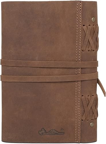 Miniatura 7 de Montana West Cuaderno de cuero genuino para mujeres y hombres, diario vintage recargable para escribir, carpeta de mano de 6 anillas, diario de